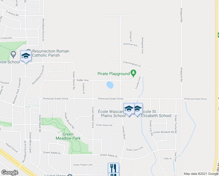 map of restaurants, bars, coffee shops, grocery stores, and more near 3245 Copeland Road in Regina