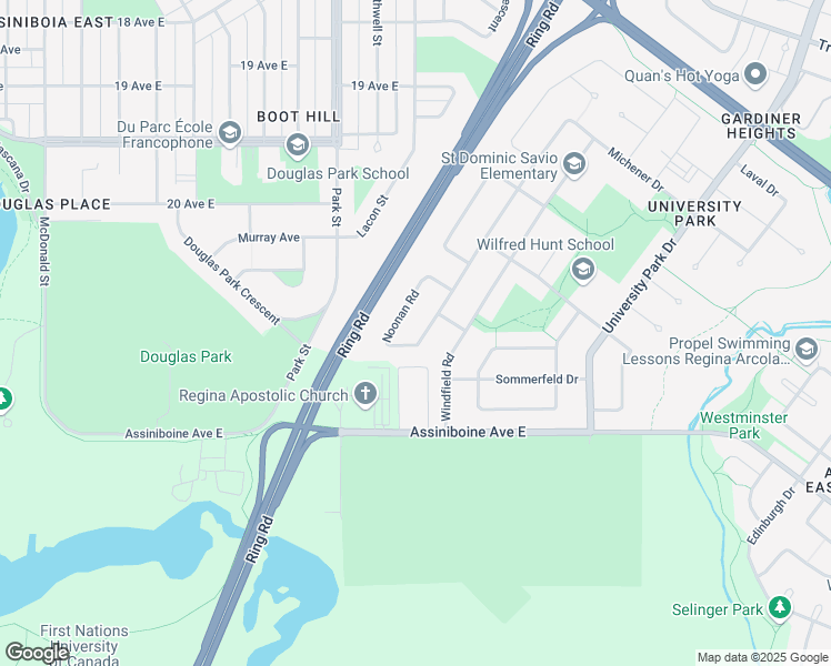 map of restaurants, bars, coffee shops, grocery stores, and more near 18 Noonan Road in Regina