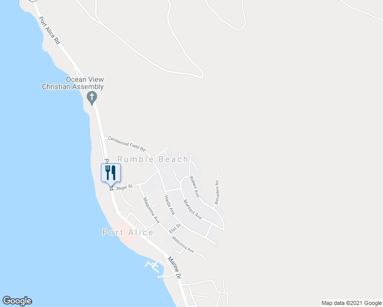 map of restaurants, bars, coffee shops, grocery stores, and more near 64 Clark Drive in Port Alice