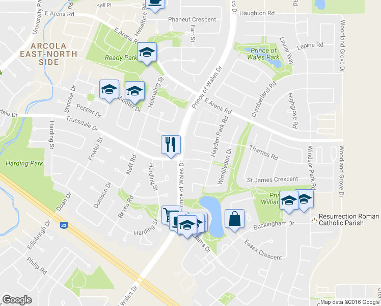 map of restaurants, bars, coffee shops, grocery stores, and more near 32 Peyson Bay in Regina