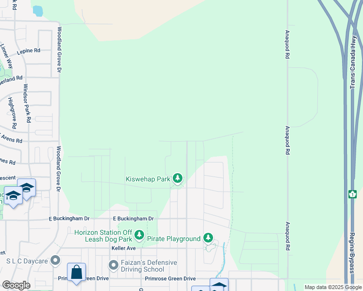 map of restaurants, bars, coffee shops, grocery stores, and more near Chuka Boulevard in Regina