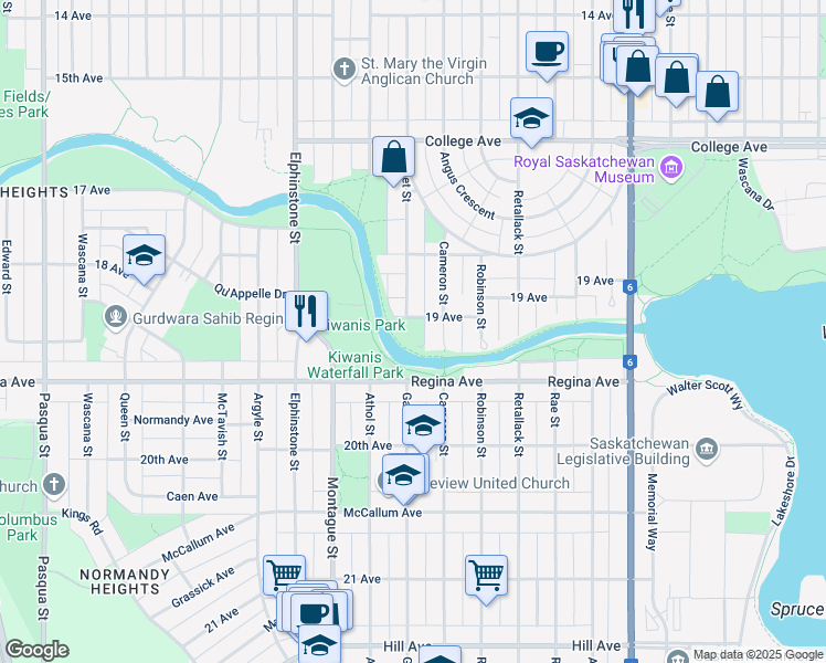 map of restaurants, bars, coffee shops, grocery stores, and more near 3199 19 Ave Regina SK S4T 3A8 19 Avenue in Regina