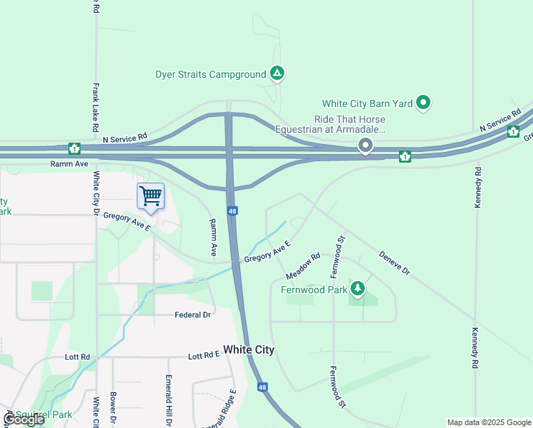 map of restaurants, bars, coffee shops, grocery stores, and more near 20 McKenzie Pointe in White City
