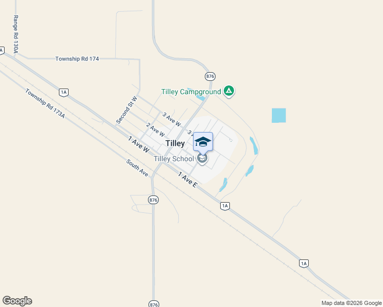 map of restaurants, bars, coffee shops, grocery stores, and more near 36 2 Avenue East in Tilley