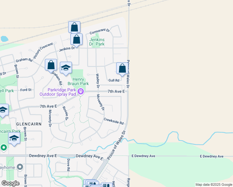 map of restaurants, bars, coffee shops, grocery stores, and more near 1158 Carrick Crescent in Regina