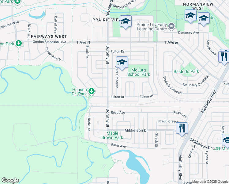 map of restaurants, bars, coffee shops, grocery stores, and more near 218 Paynter Crescent in Regina