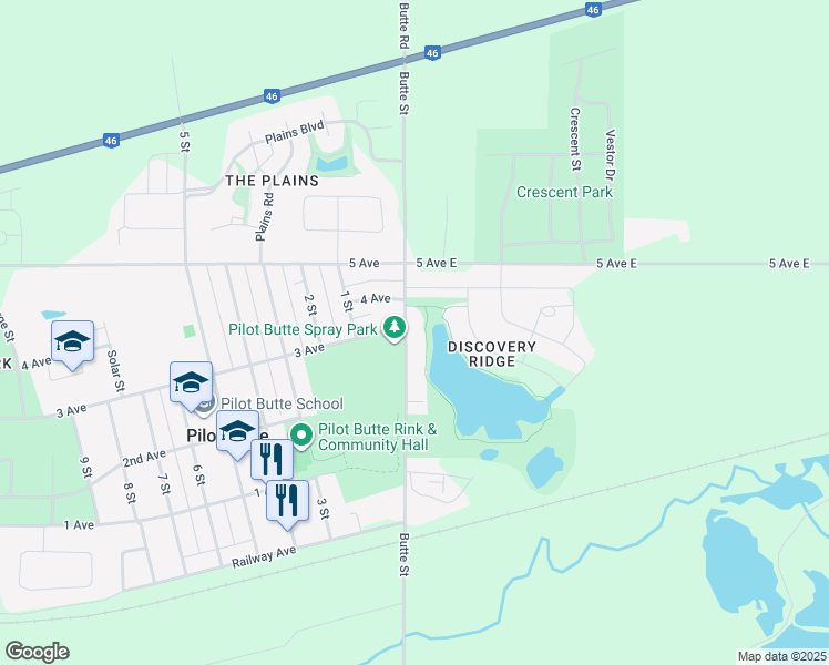 map of restaurants, bars, coffee shops, grocery stores, and more near 319 Butte Street in Pilot Butte