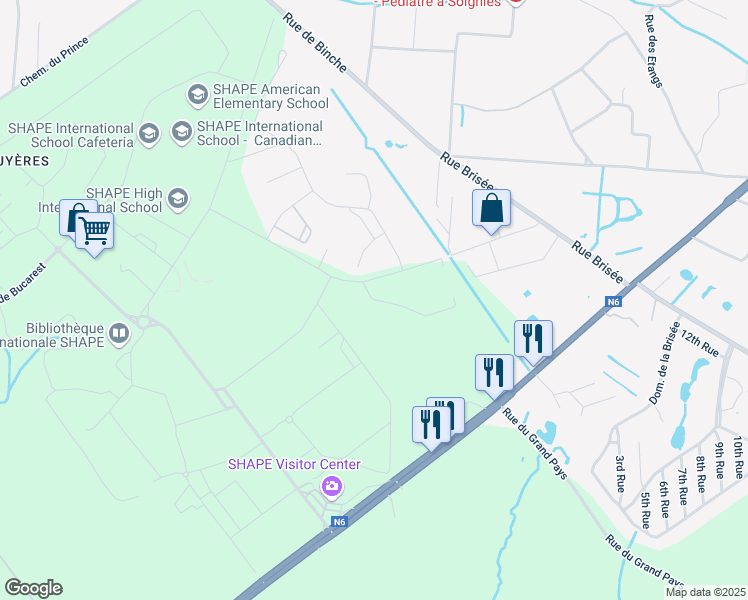 map of restaurants, bars, coffee shops, grocery stores, and more near Rue Clark in Mons