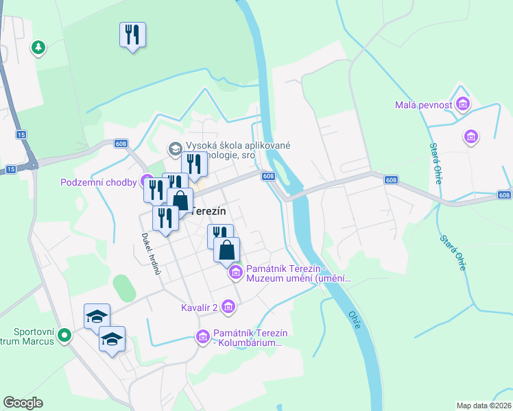 map of restaurants, bars, coffee shops, grocery stores, and more near in Litoměřice