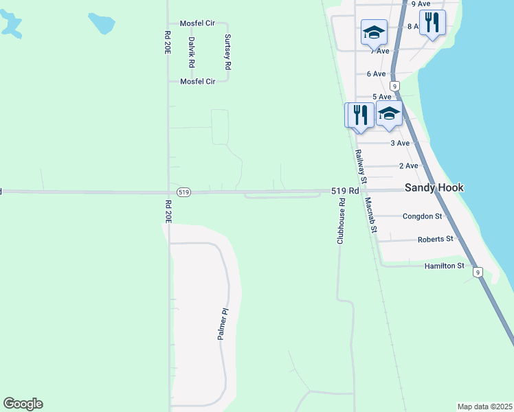 map of restaurants, bars, coffee shops, grocery stores, and more near 7 Halldorson Drive in Sandy Hook