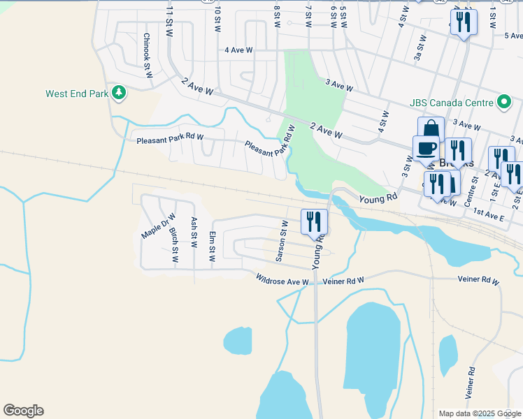 map of restaurants, bars, coffee shops, grocery stores, and more near 72 Spruce Avenue West in Brooks