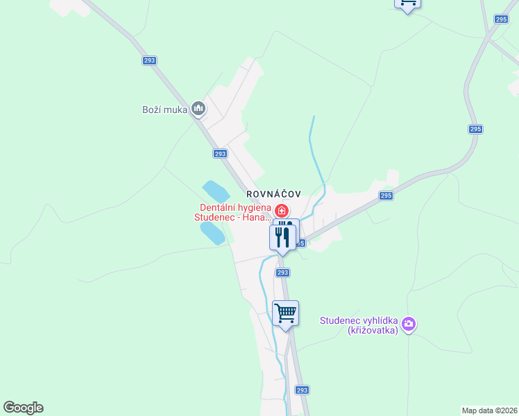 map of restaurants, bars, coffee shops, grocery stores, and more near 293 in Semily