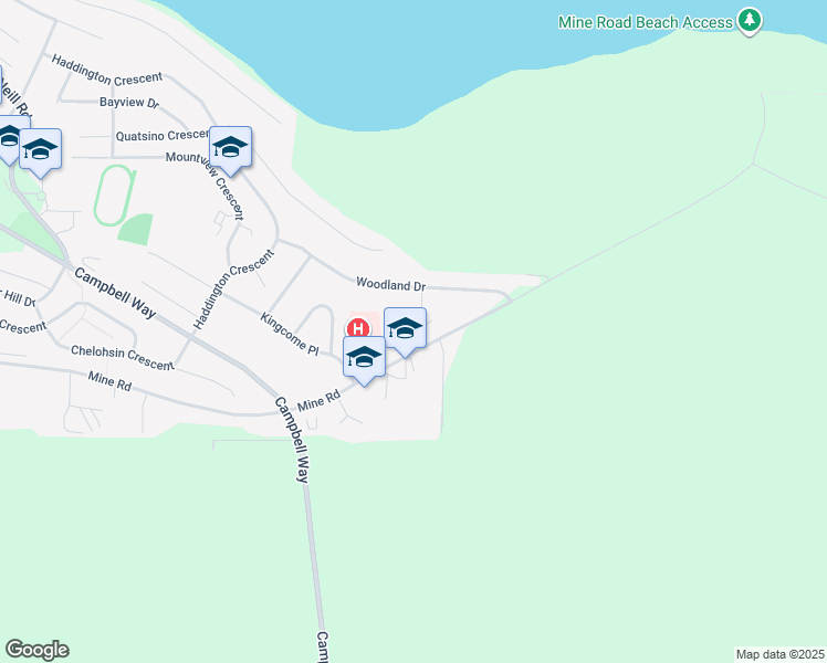 map of restaurants, bars, coffee shops, grocery stores, and more near 338 Woodland Crescent in Port McNeill