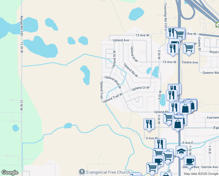 map of restaurants, bars, coffee shops, grocery stores, and more near 68-76 Upland Court West in Brooks