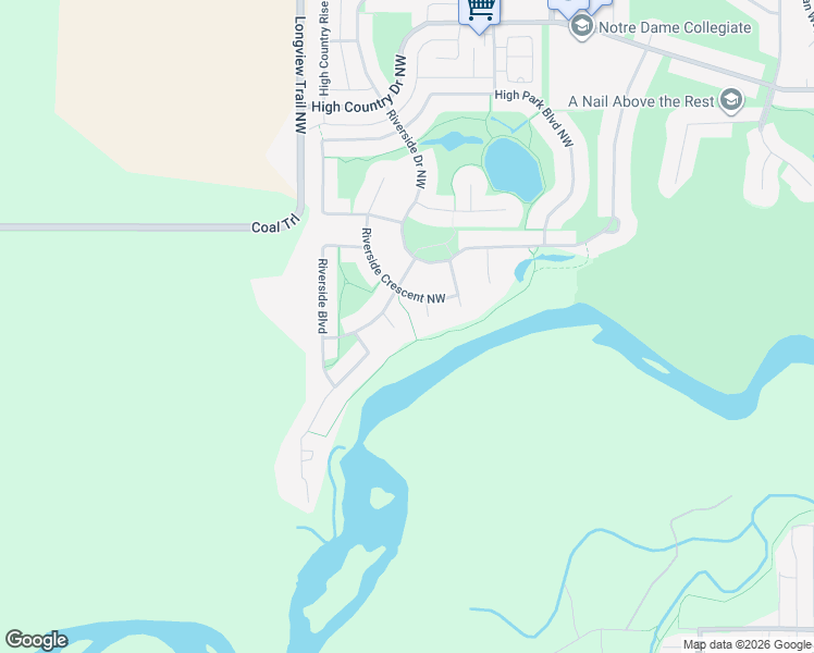 map of restaurants, bars, coffee shops, grocery stores, and more near 205 Riverside Court Northwest in High River