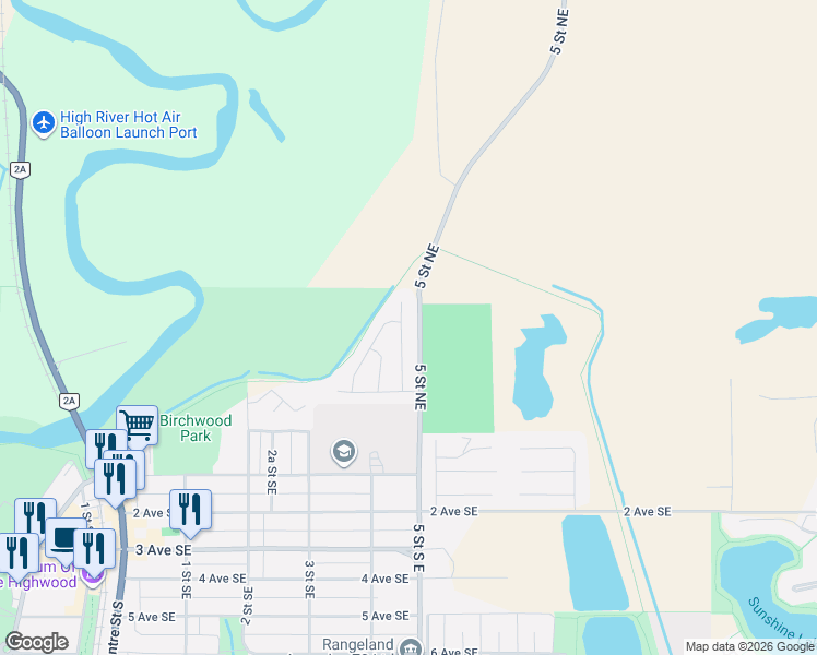 map of restaurants, bars, coffee shops, grocery stores, and more near in High River
