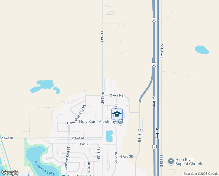 map of restaurants, bars, coffee shops, grocery stores, and more near 321 Sunrise Terrace Northeast in High River