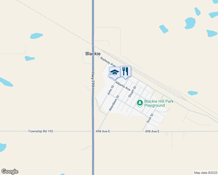 map of restaurants, bars, coffee shops, grocery stores, and more near 201 John Street in Blackie