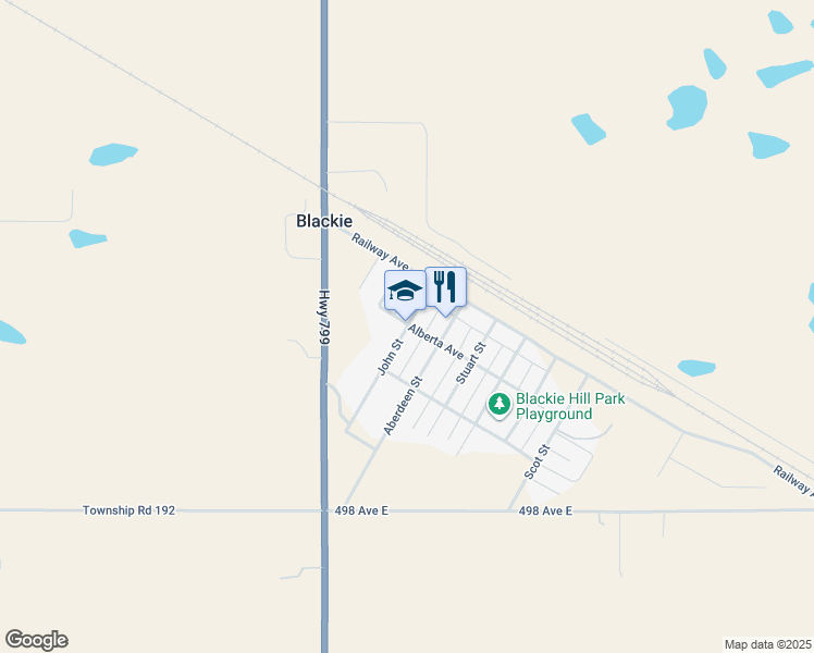 map of restaurants, bars, coffee shops, grocery stores, and more near 201 John Street in Blackie