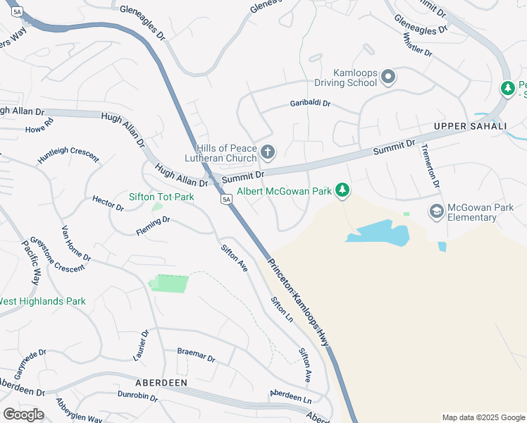 map of restaurants, bars, coffee shops, grocery stores, and more near 778 Robson Drive in Kamloops