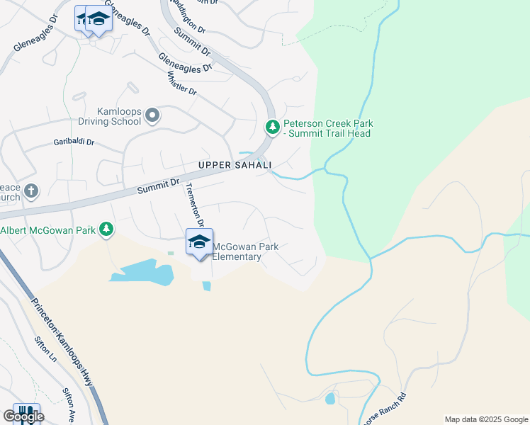 map of restaurants, bars, coffee shops, grocery stores, and more near 196 Chancellor Drive in Kamloops