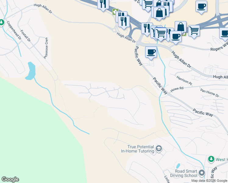 map of restaurants, bars, coffee shops, grocery stores, and more near 24 Balmoral Drive in Kamloops