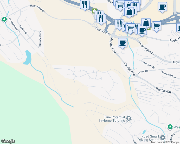 map of restaurants, bars, coffee shops, grocery stores, and more near 24 Balmoral Drive in Kamloops