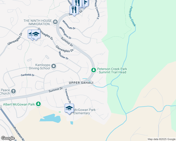map of restaurants, bars, coffee shops, grocery stores, and more near 1869 Whistler Court in Kamloops