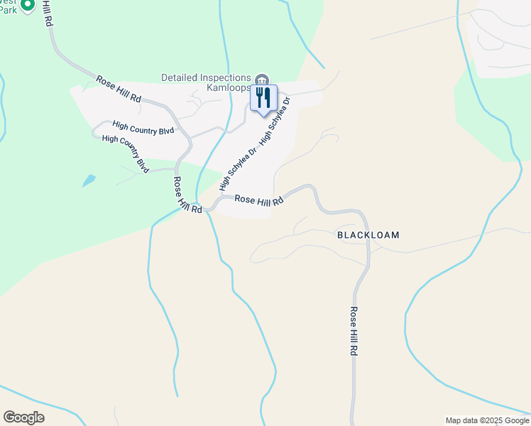 map of restaurants, bars, coffee shops, grocery stores, and more near 1675 Rose Hill Road in Kamloops