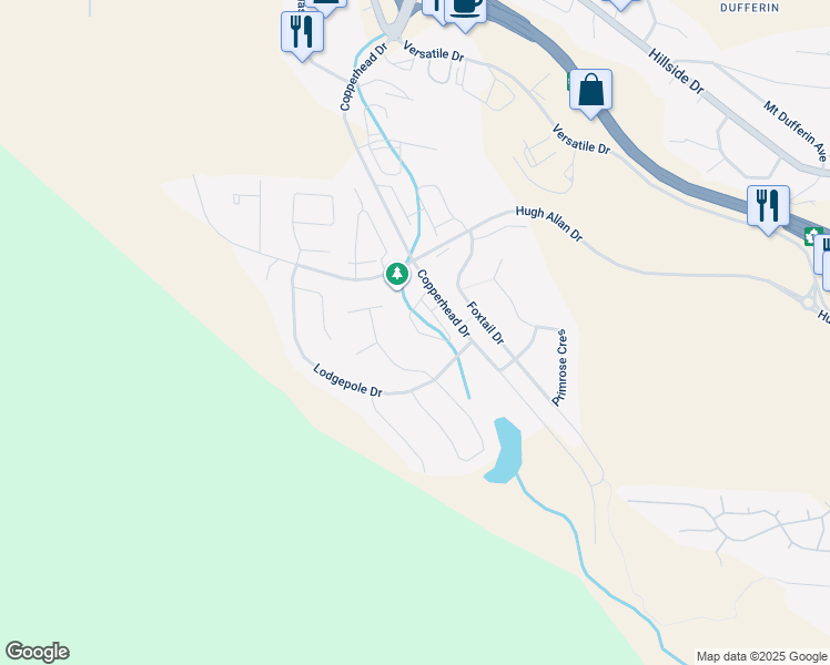 map of restaurants, bars, coffee shops, grocery stores, and more near 1760 Copperhead Drive in Kamloops