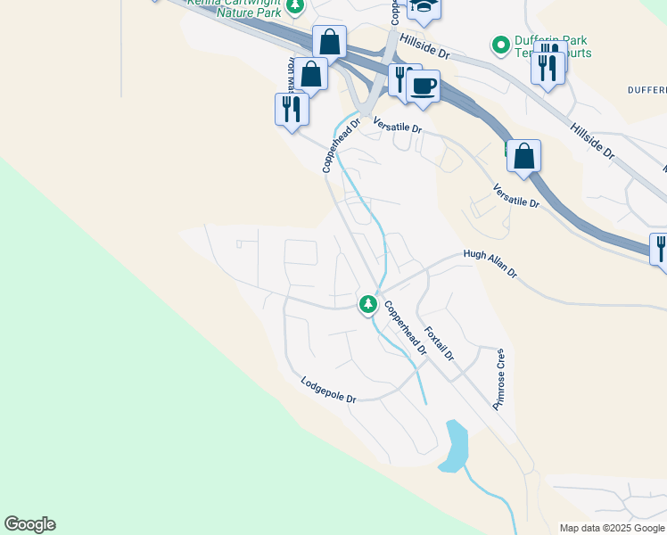 map of restaurants, bars, coffee shops, grocery stores, and more near 1920 Hugh Allan Drive in Kamloops