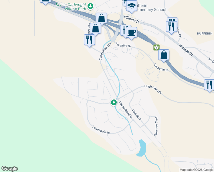 map of restaurants, bars, coffee shops, grocery stores, and more near 1900 Hugh Allan Drive in Kamloops