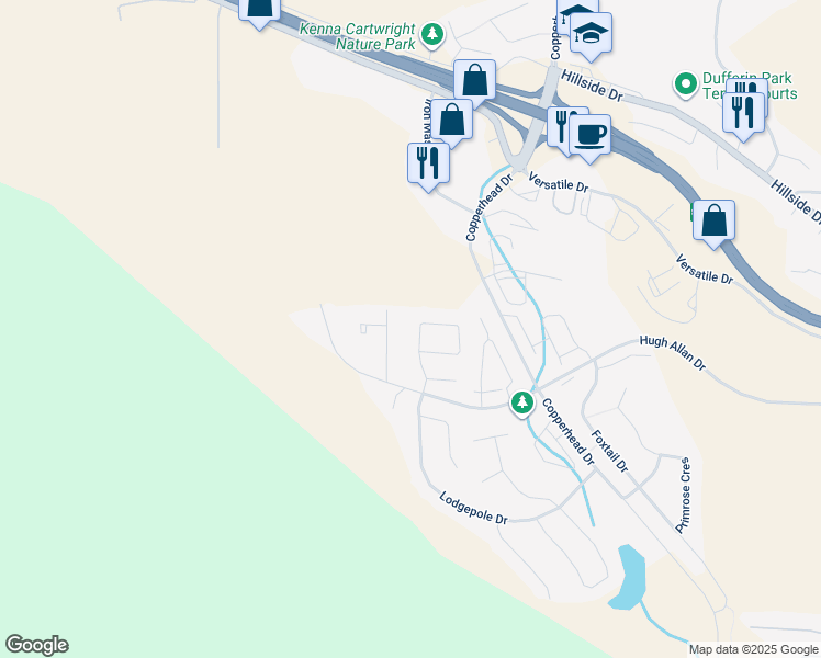 map of restaurants, bars, coffee shops, grocery stores, and more near 1750 Lodgepole Drive in Kamloops