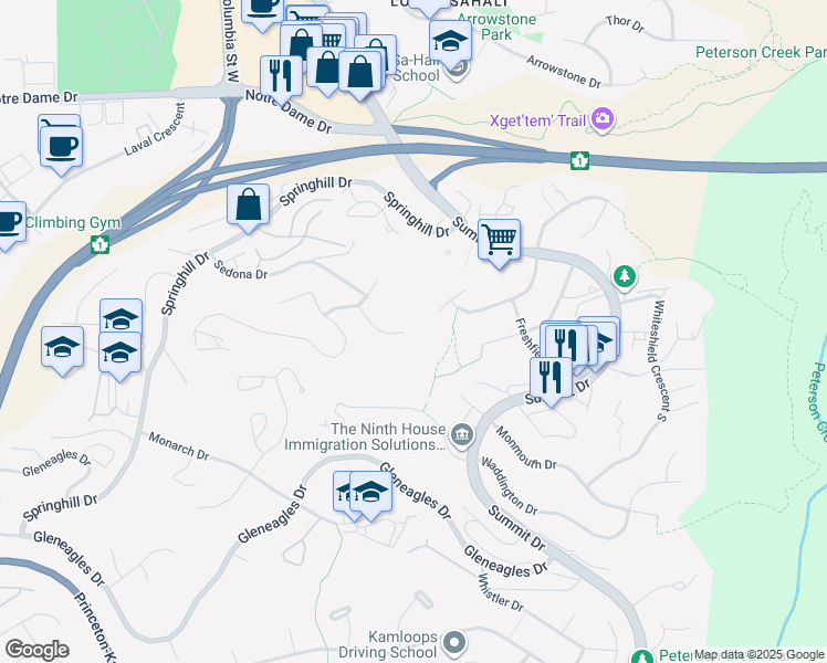 map of restaurants, bars, coffee shops, grocery stores, and more near 347 Chino Place in Kamloops