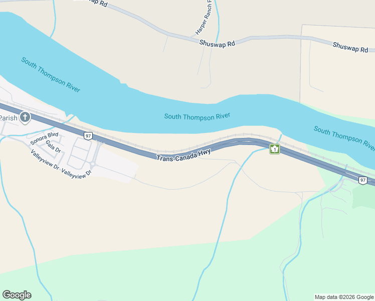 map of restaurants, bars, coffee shops, grocery stores, and more near 8814 British Columbia 97 in Kamloops
