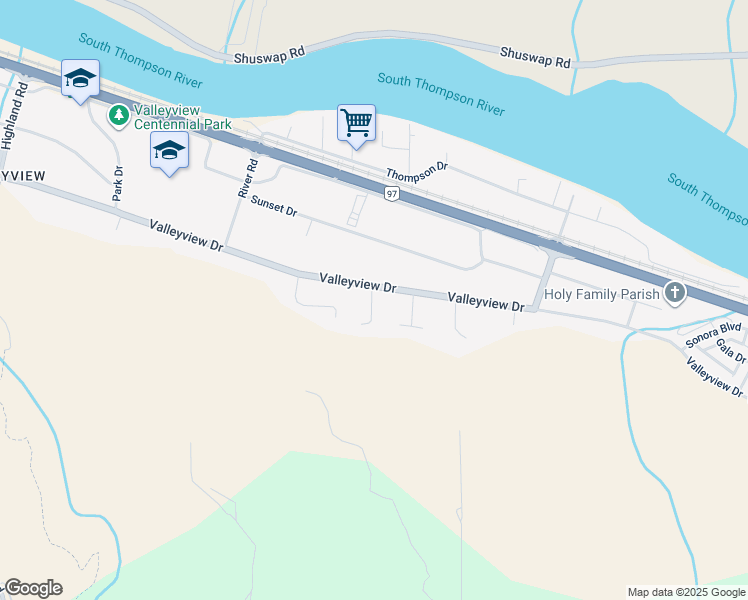 map of restaurants, bars, coffee shops, grocery stores, and more near 319 Macadam Road in Kamloops
