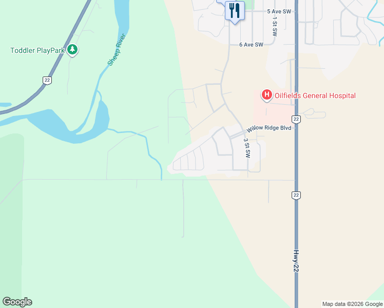 map of restaurants, bars, coffee shops, grocery stores, and more near 220 Willow Ridge Manor Southwest in Black Diamond