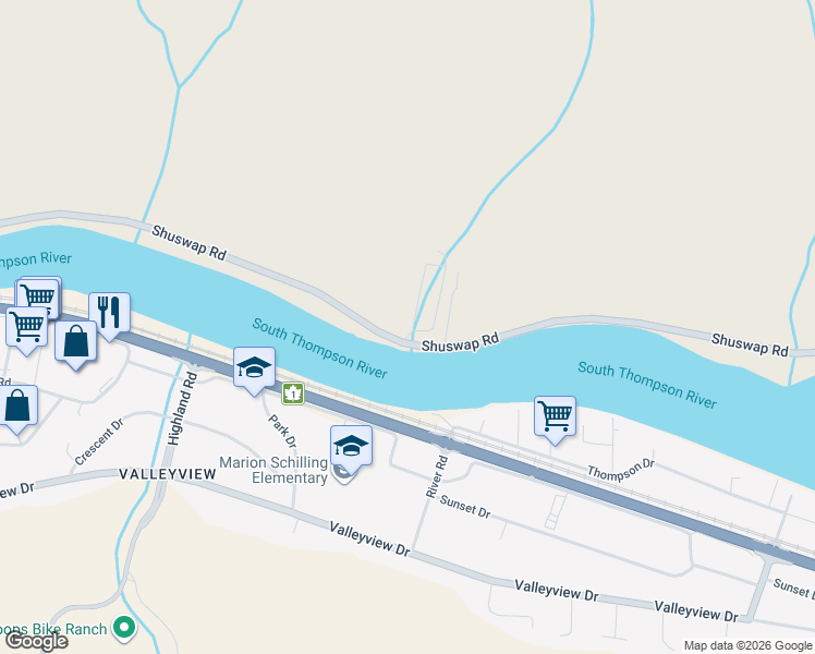map of restaurants, bars, coffee shops, grocery stores, and more near 768 Shuswap Road in Kamloops