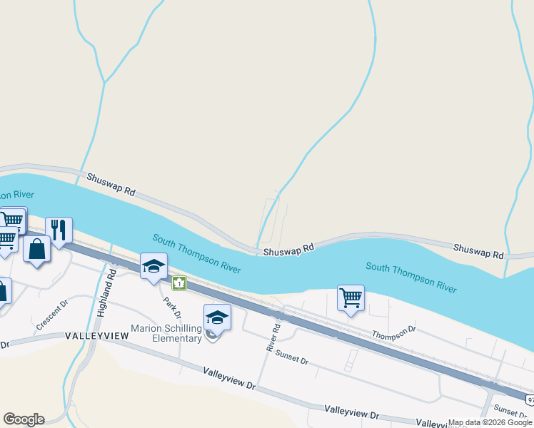 map of restaurants, bars, coffee shops, grocery stores, and more near 768 Shuswap Road in Kamloops