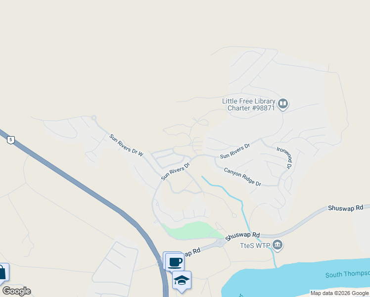 map of restaurants, bars, coffee shops, grocery stores, and more near 1000 Clubhouse Drive in Kamloops