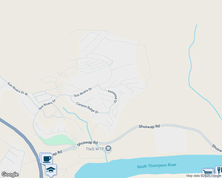 map of restaurants, bars, coffee shops, grocery stores, and more near 1918 Ironwood Street in Kamloops