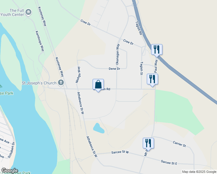 map of restaurants, bars, coffee shops, grocery stores, and more near 470-474 Chilcotin Road in Kamloops