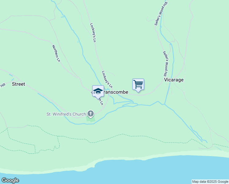 map of restaurants, bars, coffee shops, grocery stores, and more near in Branscombe