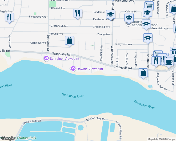 map of restaurants, bars, coffee shops, grocery stores, and more near 731 Strauss Street in Kamloops