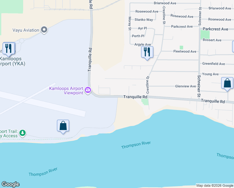 map of restaurants, bars, coffee shops, grocery stores, and more near 2715 Joyce Avenue in Kamloops