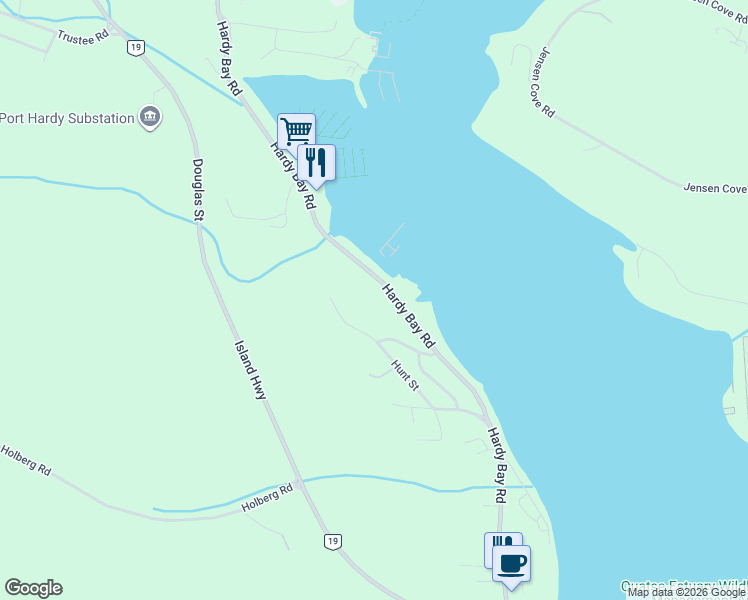 map of restaurants, bars, coffee shops, grocery stores, and more near 6275-6465 Hardy Bay Road in Port Hardy