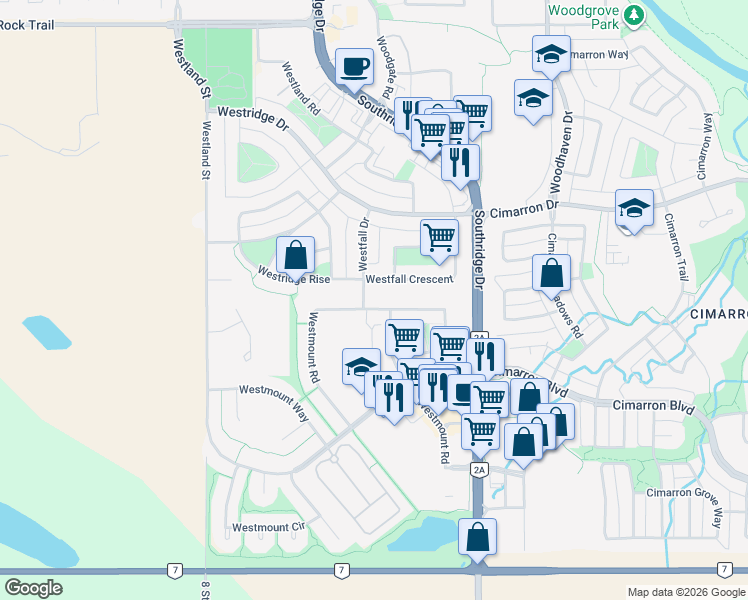 map of restaurants, bars, coffee shops, grocery stores, and more near in Okotoks