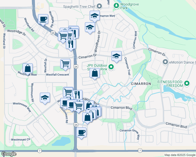 map of restaurants, bars, coffee shops, grocery stores, and more near in Okotoks