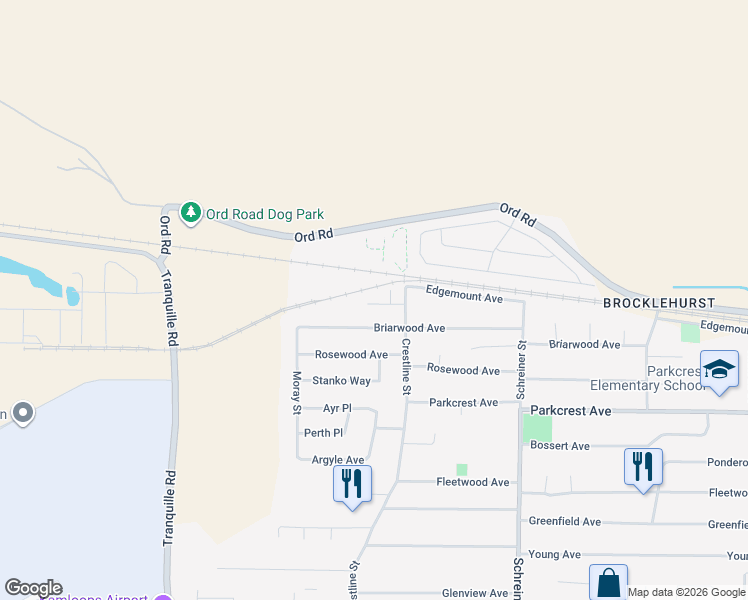 map of restaurants, bars, coffee shops, grocery stores, and more near 2592 Crestline Street in Kamloops