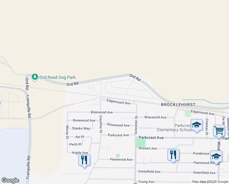 map of restaurants, bars, coffee shops, grocery stores, and more near 2491 Edgemount Avenue in Kamloops